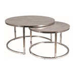 Set 2 masute cafea PORTAFINO B, ceramica/metal, gri cu efect de marmura/crom