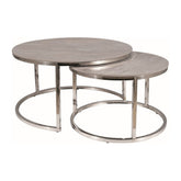 Set 2 masute PORTAFINO B, ceramica/metal, gri/crom