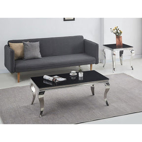 Masuta de cafea PRINCE A, ceramica/otel, negru/crom, 120X60X45 cm