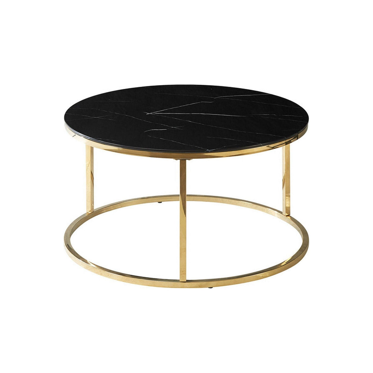 Masuta cafea SABINE, efect de marmura neagra/auriu, 80x45 cm