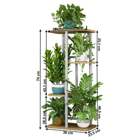 Suport de flori LEDOR TIP 1, stejar sonoma/alb, metal/DTD, 36x23.5x74 cm