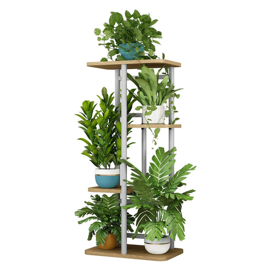 Suport de flori LEDOR TIP 1, stejar sonoma/alb, metal/DTD, 36x23.5x74 cm