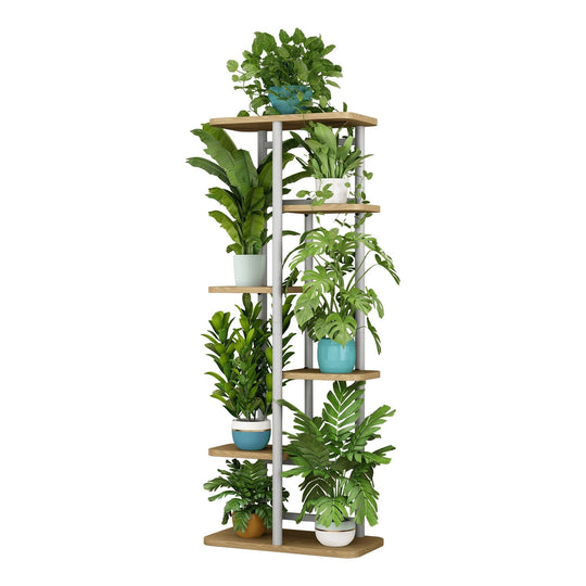 Suport de flori LEDOR TIP 2, stejar sonoma/alb, metal/DTD, 36x23.5x106 cm