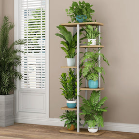 Suport de flori LEDOR TIP 2, stejar sonoma/alb, metal/DTD, 36x23.5x106 cm