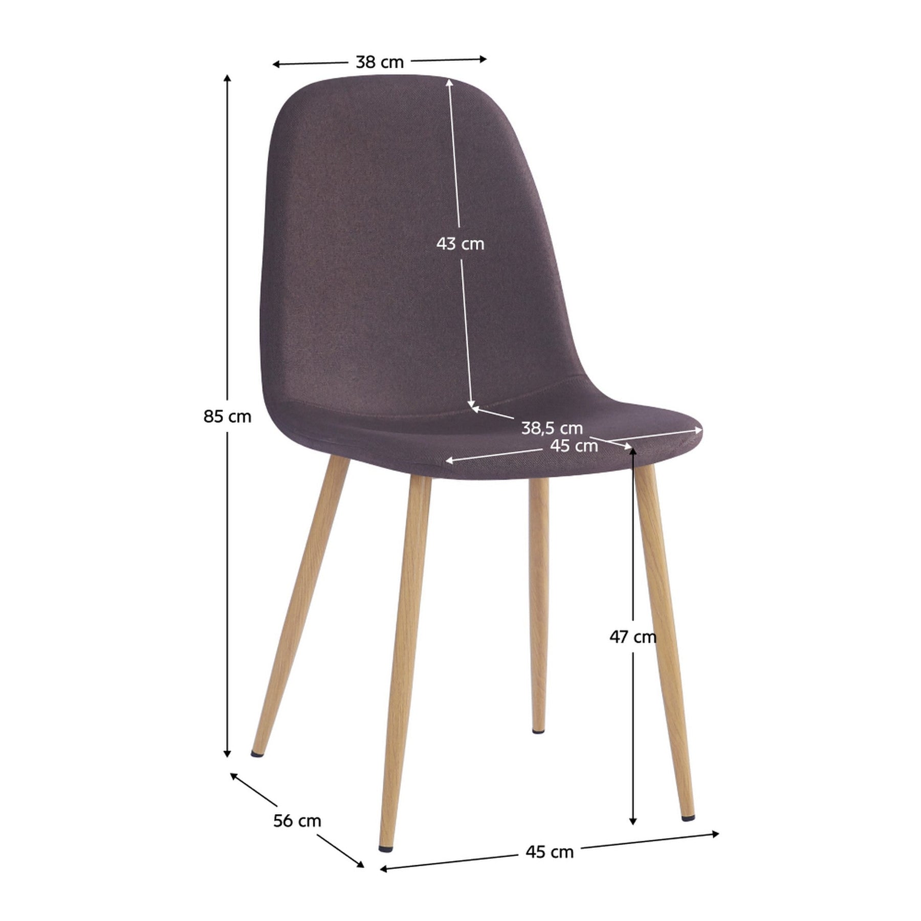 Scaun LEGA NEW, maro/fag, stofa/lemn, 45x56x85 cm