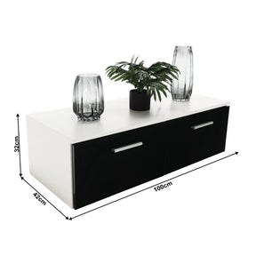 Set living LEO, alb/negru lucios, PAL melaminat