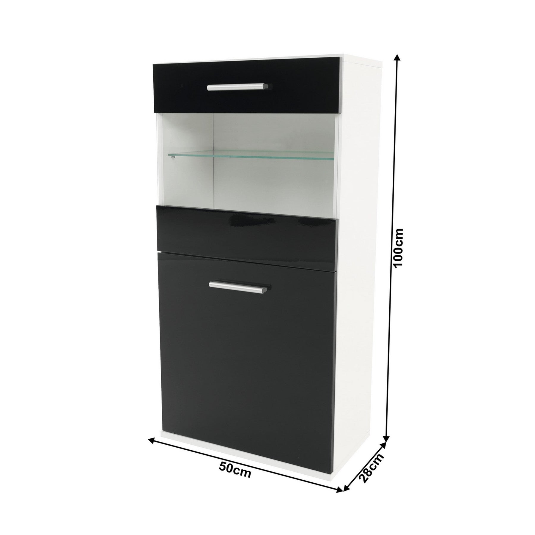 Set living LEO, alb/negru lucios, PAL melaminat