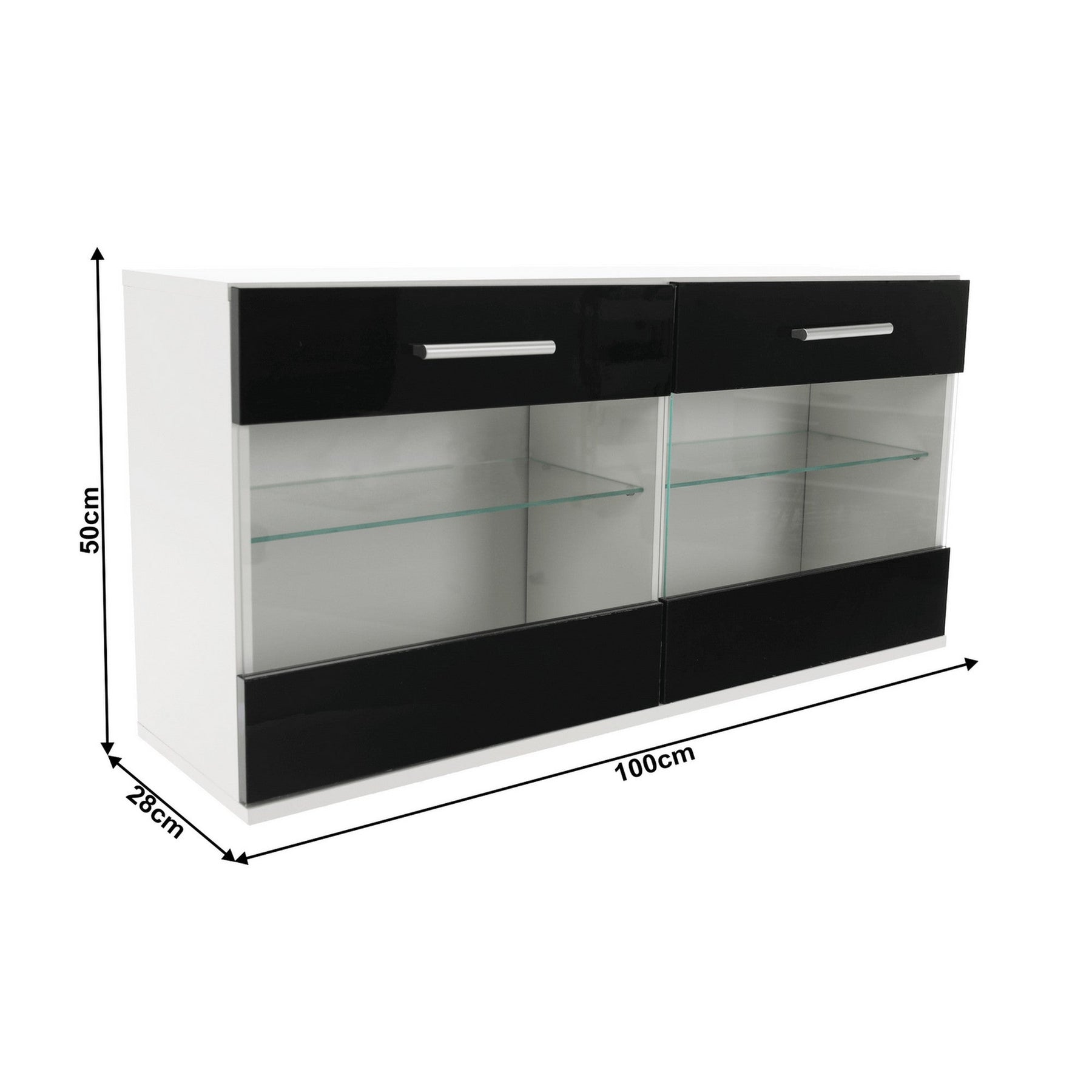 Set living LEO, alb/negru lucios, PAL melaminat