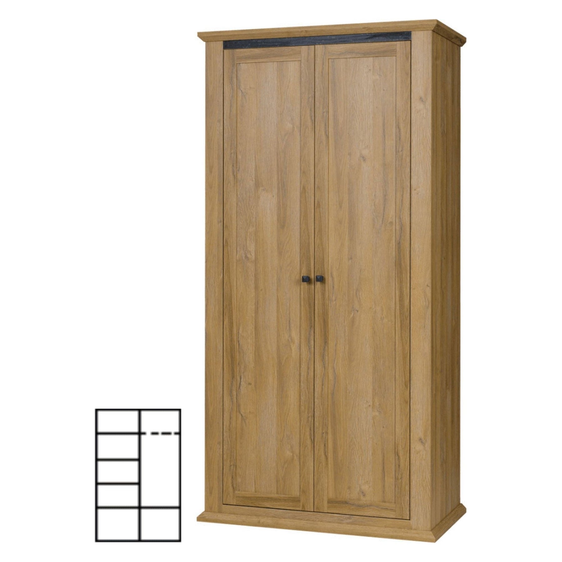 Dulap haine LEON combinat MZ2, stejar grand, 100x54x200 cm, 2 usi
