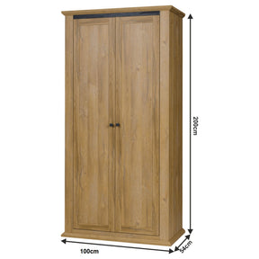 Dulap haine LEON combinat MZ2, stejar grand, 100x54x200 cm, 2 usi