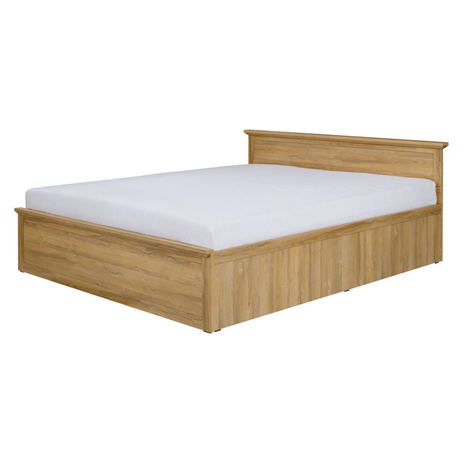 Pat dormitor LEON MZ21, DTD laminat, stejar grand, 160x200 cm, somiera rabatabila, fara saltea