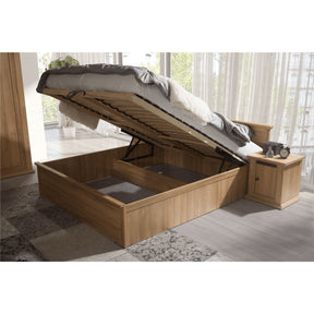 Pat dormitor LEON MZ21, DTD laminat, stejar grand, 160x200 cm, somiera rabatabila, fara saltea