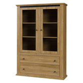 Vitrina living LEON MZ5, PAL laminat, stejar grand, 125x40x180 cm, 2 usi si 2 sertare