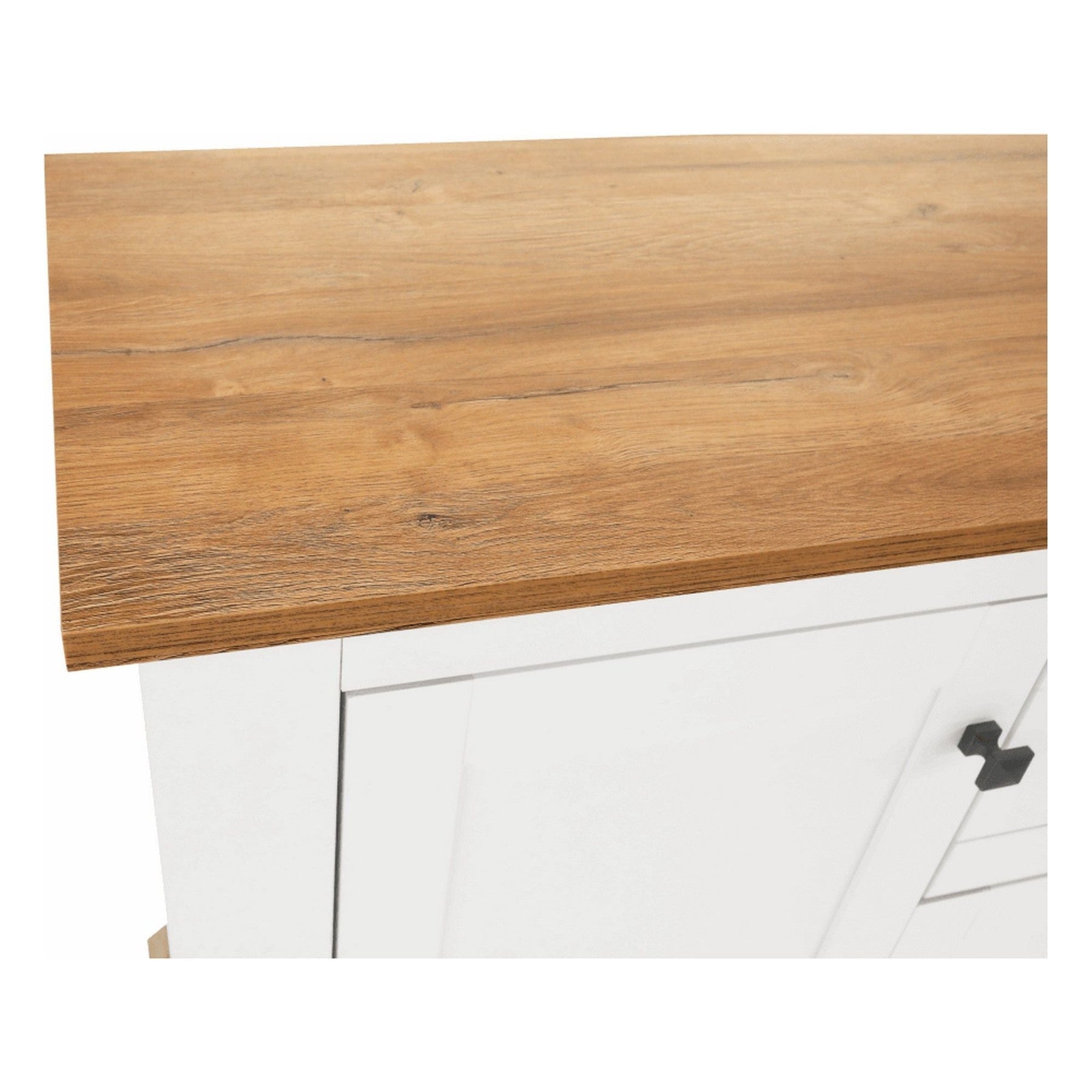 Comoda LEON MZ9, 4 usi si 2 sertare, PAL laminat, alb/stejar grand, 180x45x87 cm