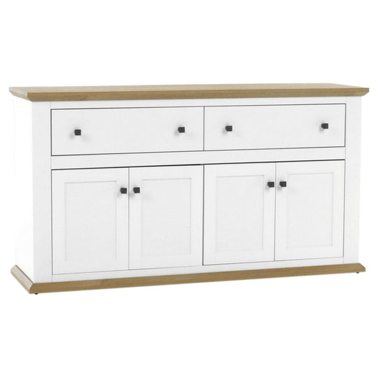 Comoda LEON MZ10, DTD laminat, alb/stejar grand, 160x45x87 cm