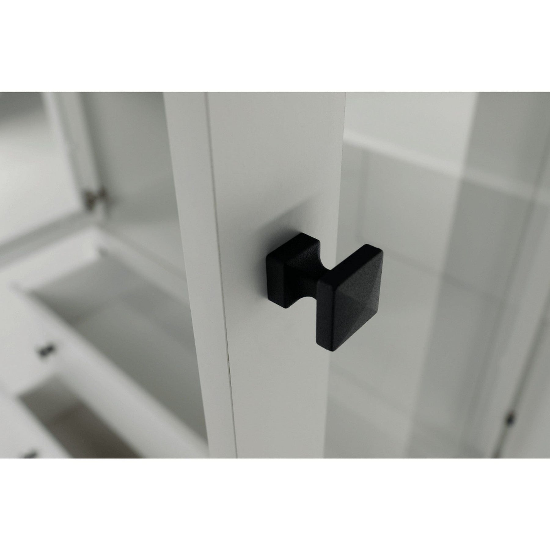 Vitrina living LEON MZ5, PAL laminat, alb / stejar grand, 125x40x180 cm, 2 usi si 2 sertare