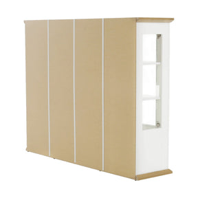 Vitrina living LEON MZ6, PAL laminat, alb/stejar grand, 165x40x130 cm, 4 usi si 4 sertare