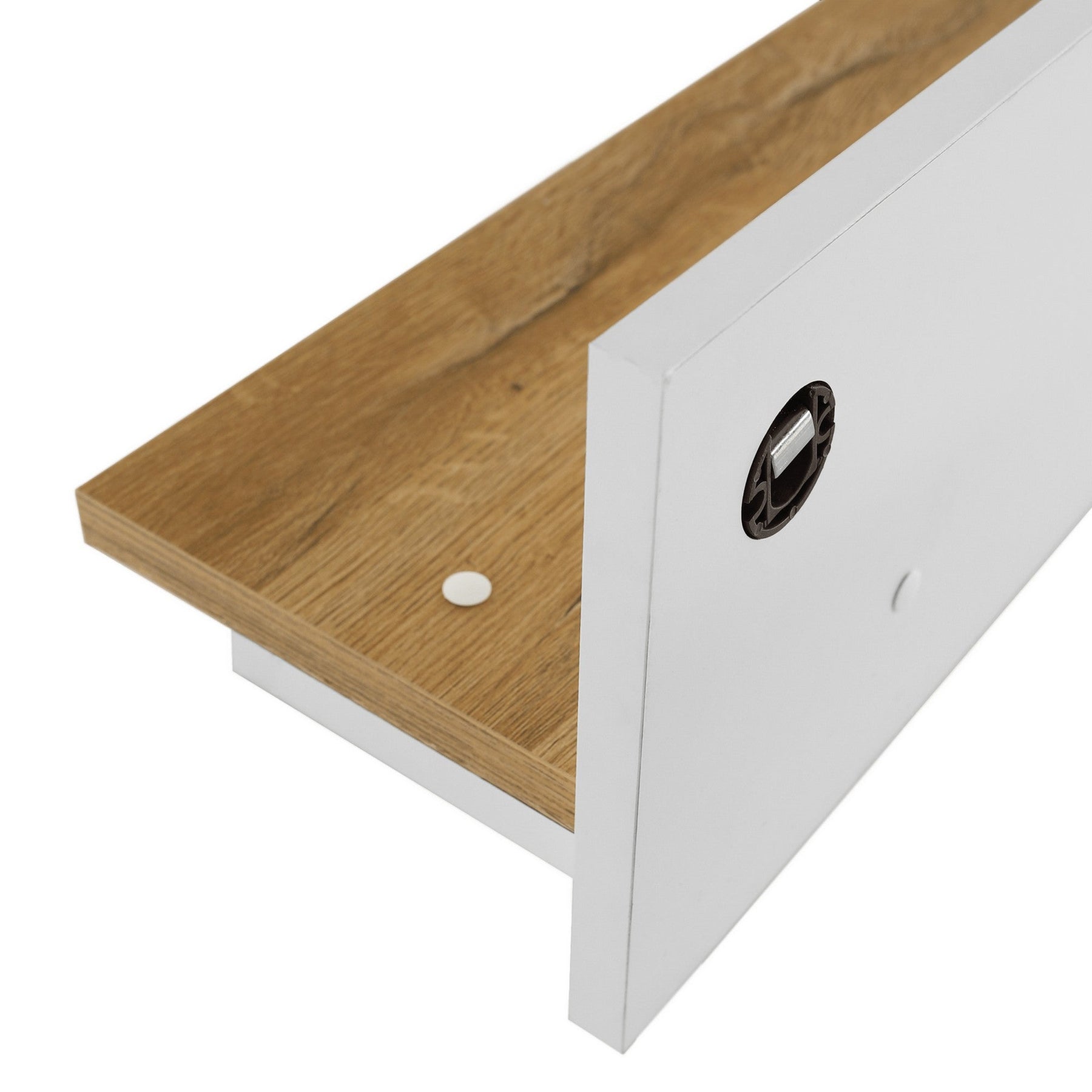 Raft LEON, stejar grand/alb, DTD laminat, 120x19x20 cm