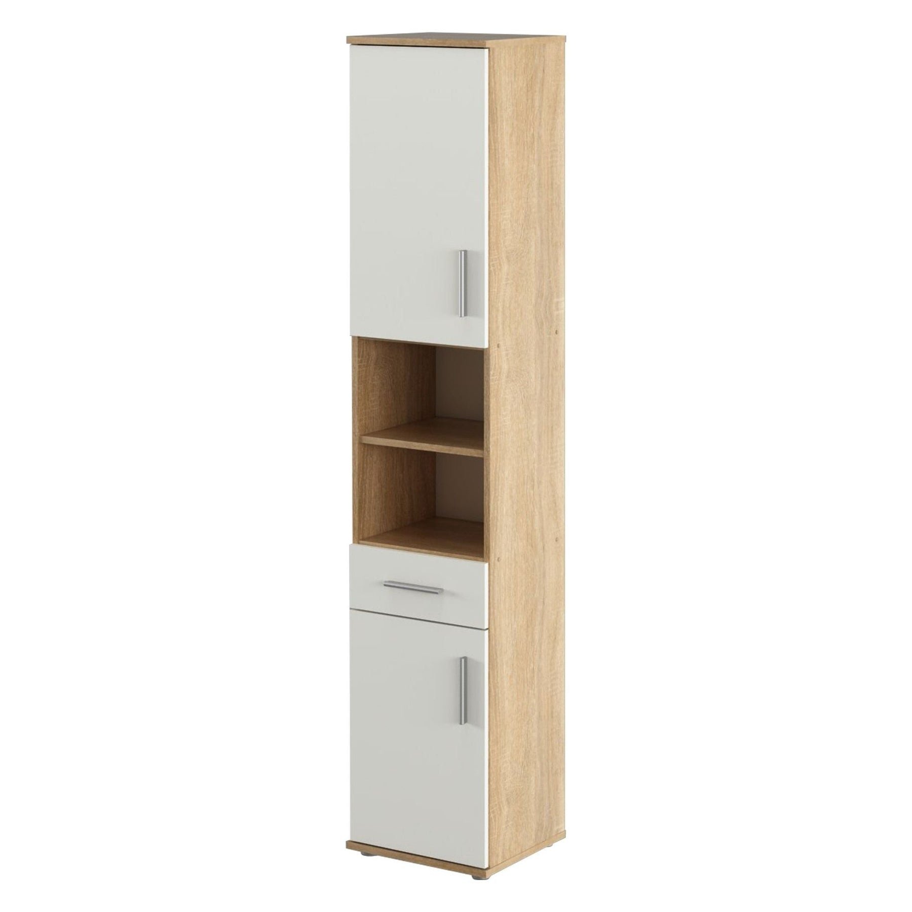 Dulap LESSY NEW 05, stejar sonoma/alb mat, DTD laminat, 38x35x191 cm