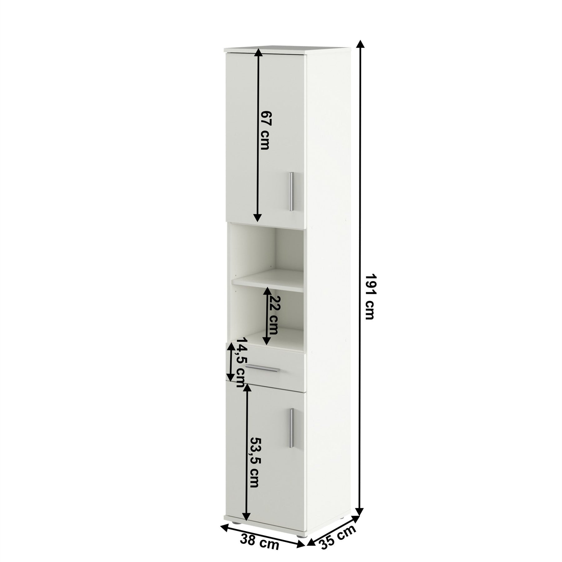 Dulap LESSY NEW 05, alb, DTD laminat, 38x35x191 cm