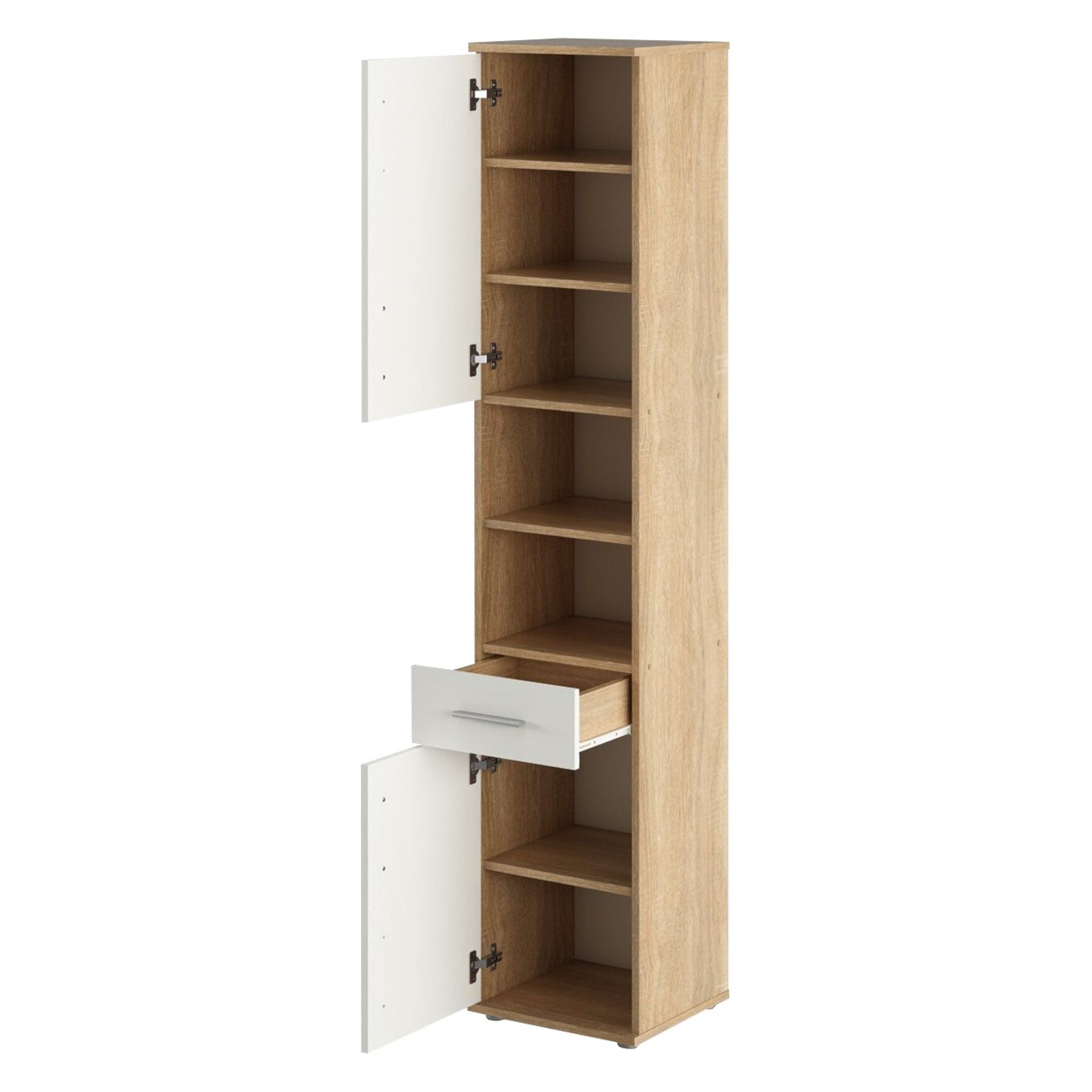 Dulap LESSY NEW 05, stejar sonoma/alb mat, DTD laminat, 38x35x191 cm