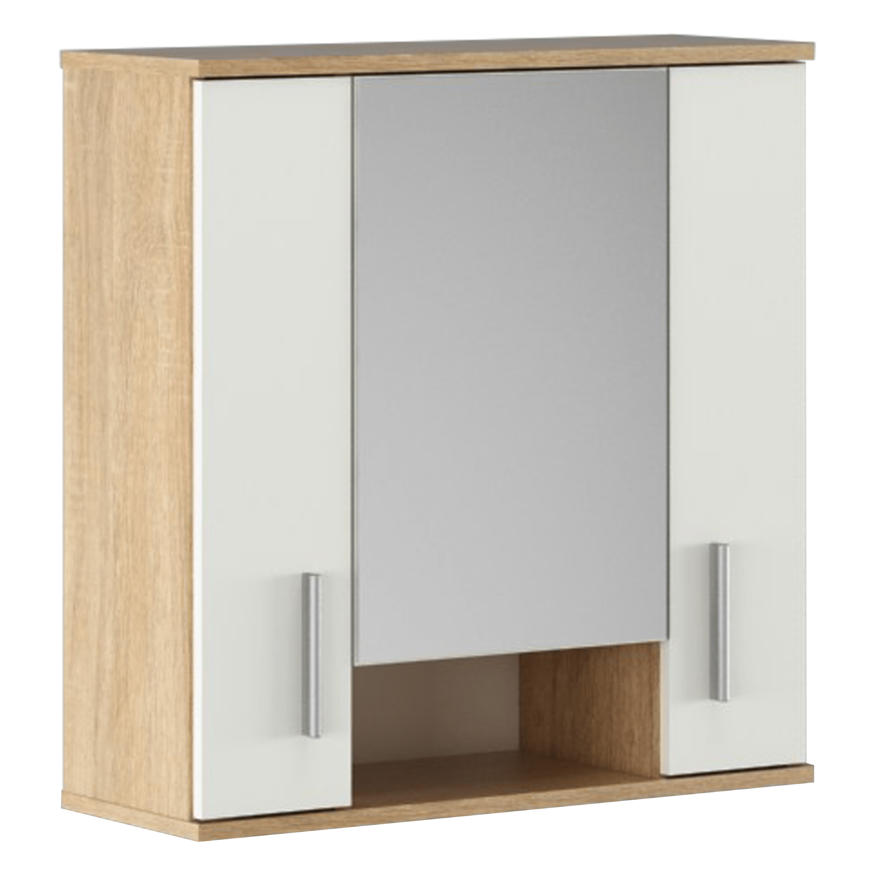 Dulap de baie suspendat cu oglinda LESSY NEW 01, cu 2 usi, stejar sonoma/alb mat, 68.7x26x72 cm