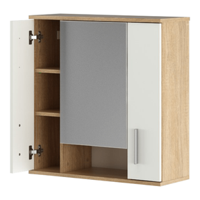 Dulap de baie suspendat cu oglinda LESSY NEW 01, cu 2 usi, stejar sonoma/alb mat, 68.7x26x72 cm