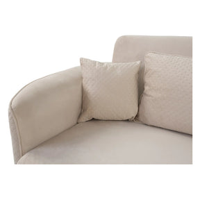 Canapea extensibila AKARO, stofa catifelata bej - Tiffany 02, cu lada depozitare, 227x114x85 cm