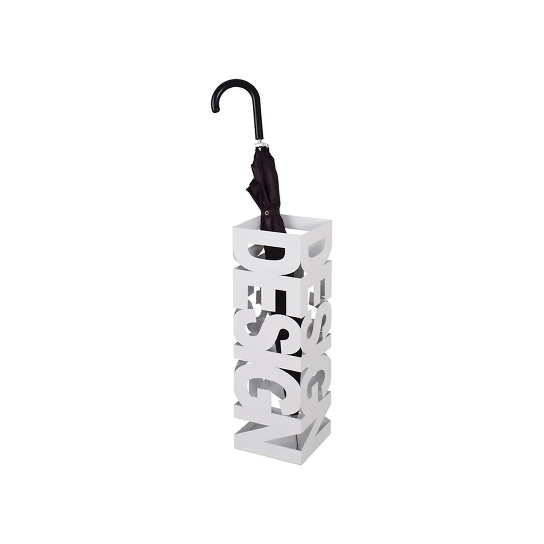 Suport umbrela DESIGN, alb, metal, 16x16x48 cm
