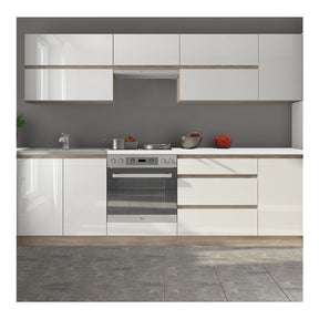 Set bucatarie LINE, alb, PAL laminat, 260 cm