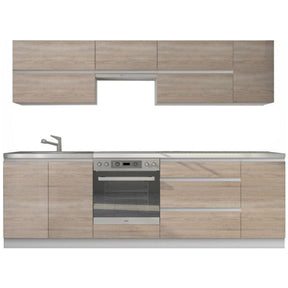 Set bucatarie LINE, alb/stejar sonoma, PAL laminat, 260 cm