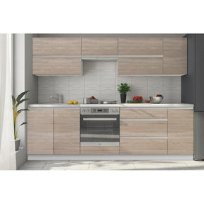 Set bucatarie LINE, alb/stejar sonoma, PAL laminat, 260 cm