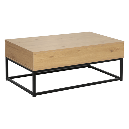 Masuta cafea LIVINA, stejar/negru, DTD laminat/metal, 100x55x40 cm