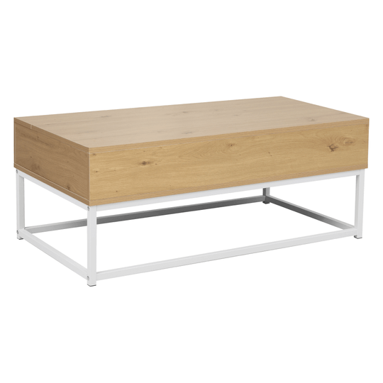 Masuta cafea LIVINA, stejar/alb, DTD laminat, 100x55x40 cm