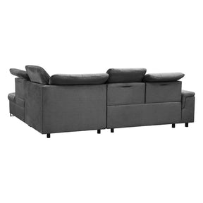 Coltar extensibil ARAGON, sezlong dreapta, stofa catifelata gri - Voss 15, cu lada depozitare, 270x230x150 cm