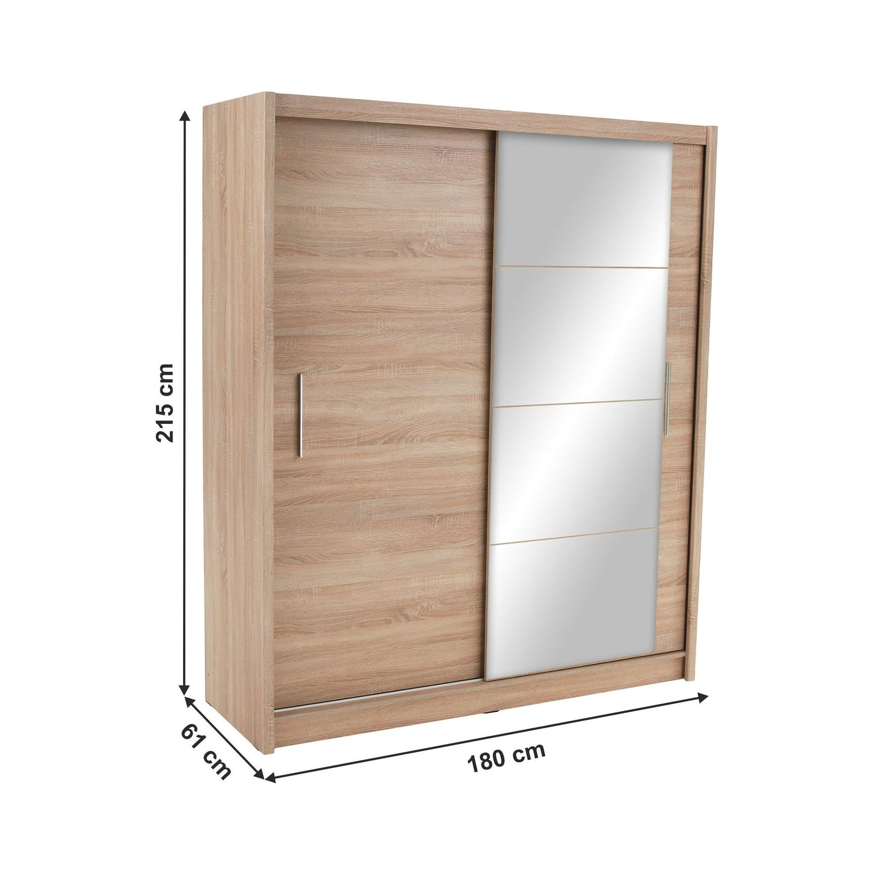 Dulap cu uși glisante LOW, stejar sonoma laminat, 180x61x215 cm