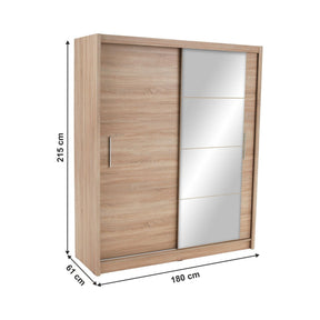 Dulap cu uși glisante LOW, stejar sonoma laminat, 180x61x215 cm