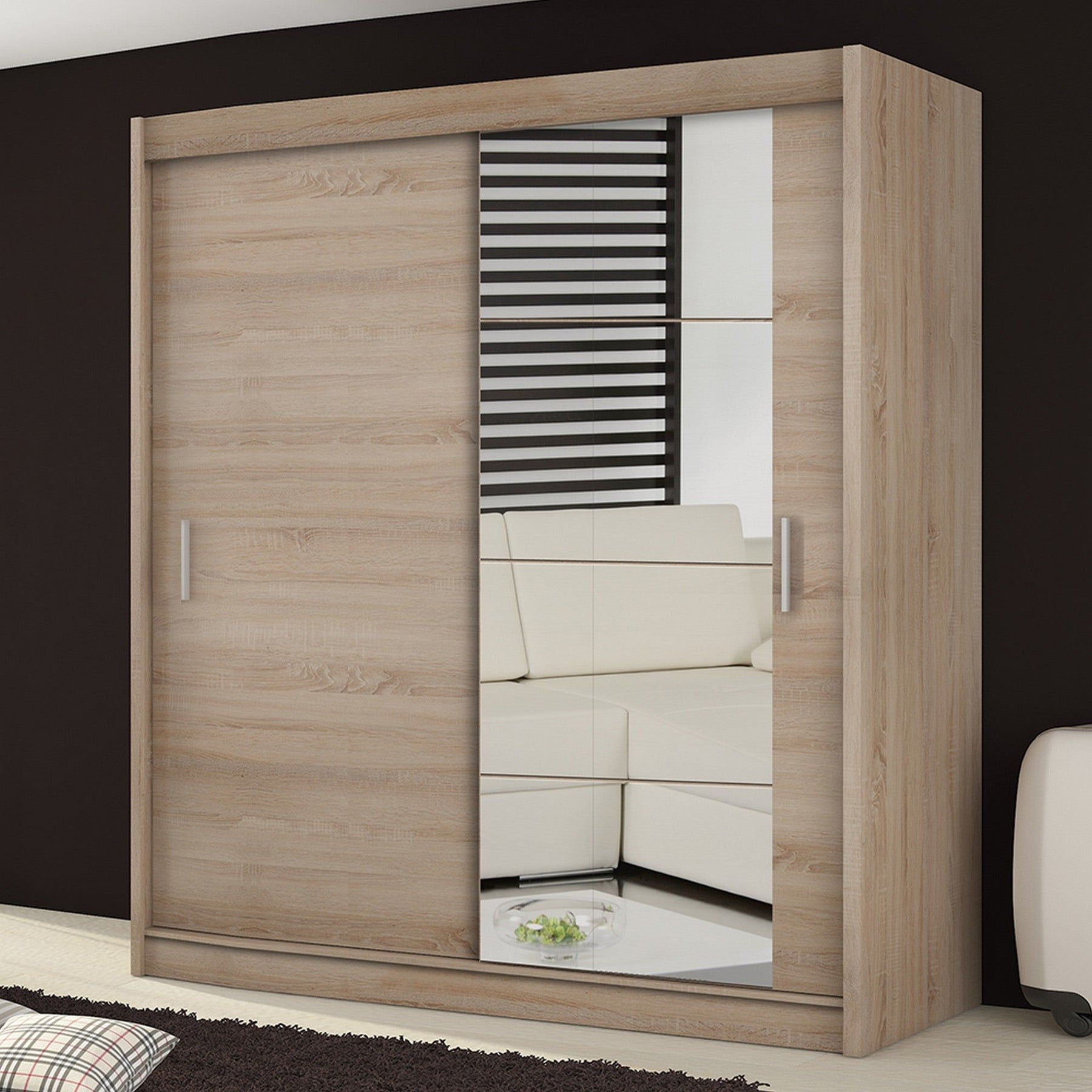 Dulap cu uși glisante LOW, stejar sonoma laminat, 180x61x215 cm