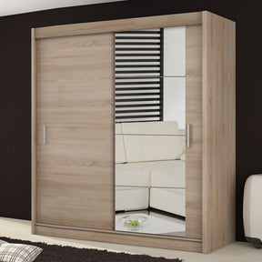 Dulap cu uși glisante LOW, stejar sonoma laminat, 180x61x215 cm