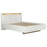 Pat ALAMEDA, alb/stejar, PAL, cu iluminare LED, 165.5x208.5x104 cm