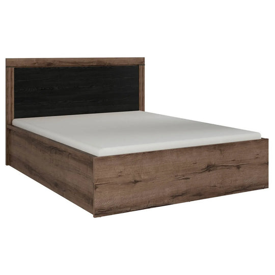 Pat BALIN 140x200, stejar/negru, PAL, cu somiera si lada depozitare