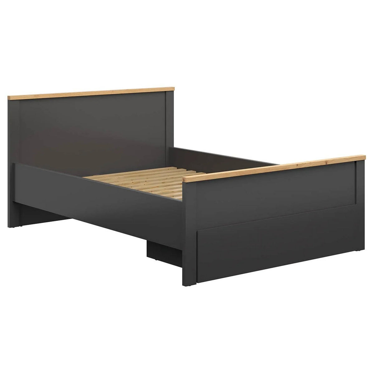 Cadru pat HESEN 140x200, gri grafit/stejar artisan, PAL