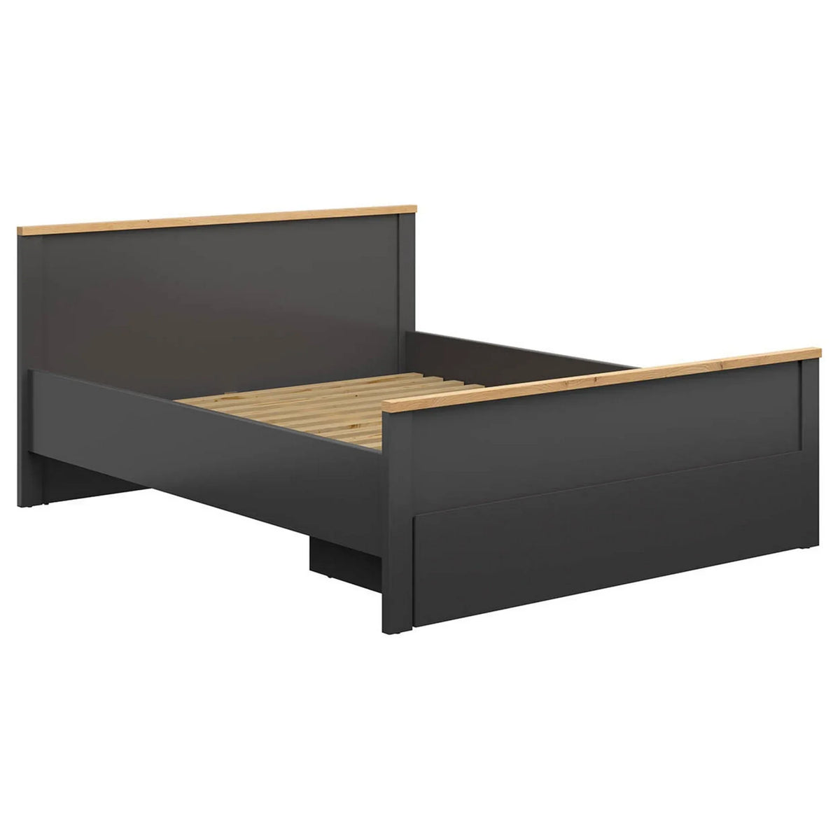 Cadru pat HESEN 160x200, gri grafit/stejar artisan, PAL