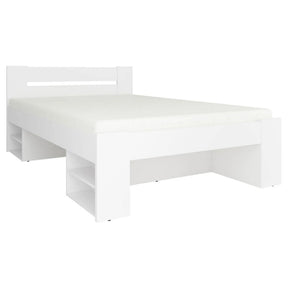 Cadru pat NEPO PLUS 140x200, alb, PAL laminat, cu spatiu depozitare