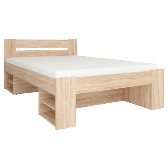 Cadru pat NEPO PLUS 140x200, stejar sonoma, PAL laminat, cu spatiu depozitare