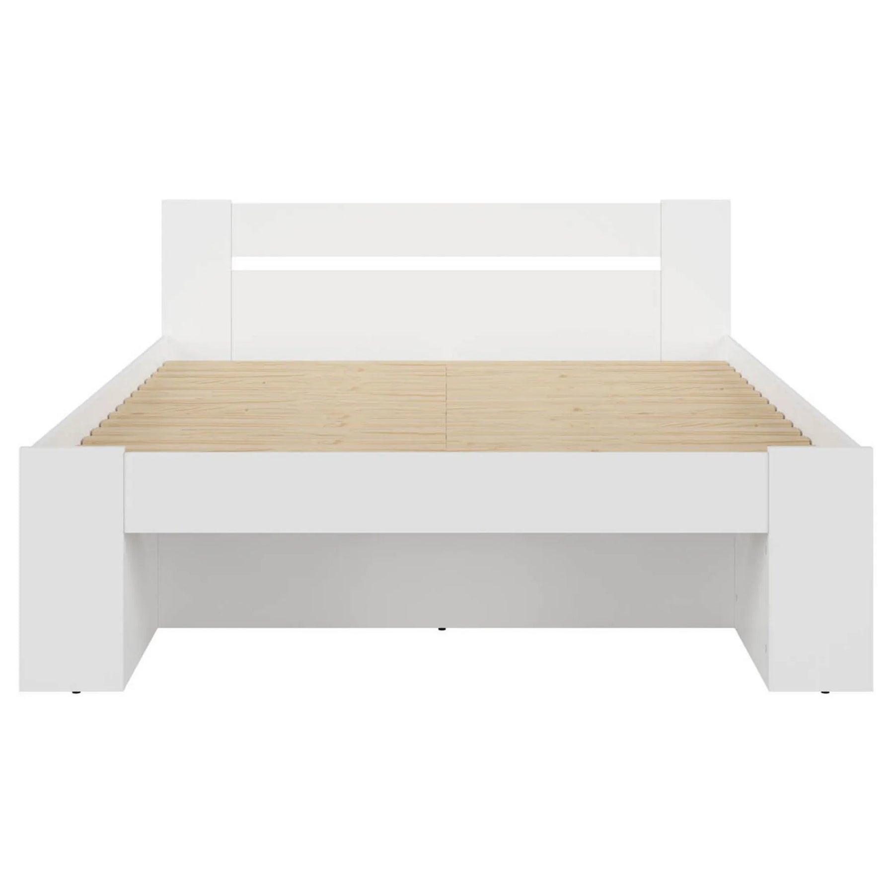 Cadru pat NEPO PLUS 160x200, alb, PAL laminat, cu spatiu depozitare