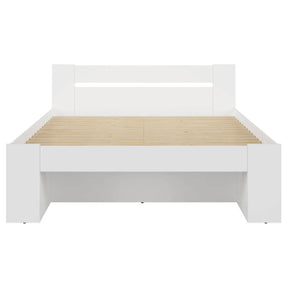 Cadru pat NEPO PLUS 160x200, alb, PAL laminat, cu spatiu depozitare
