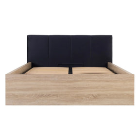 Pat TETRIX 160x200, stejar sonoma/negru, PAL/stofa, cu somiera si spatiu depozitare