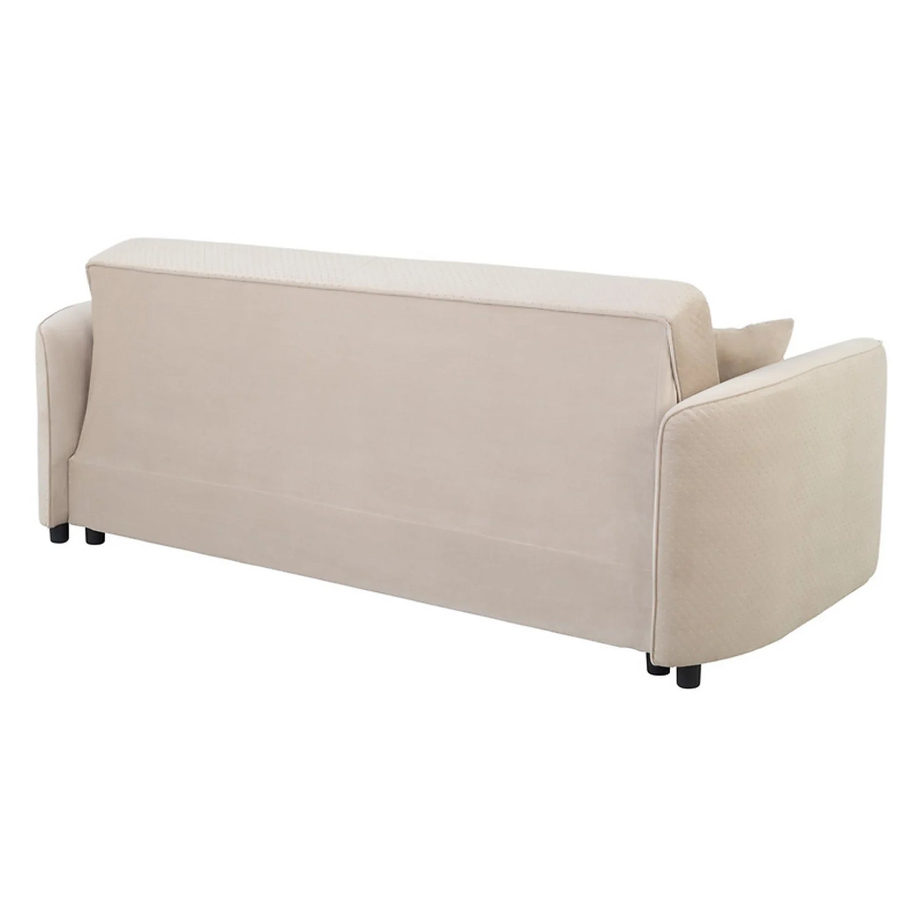 Canapea extensibila AKARO, stofa catifelata bej - Tiffany 02, cu lada depozitare, 227x114x85 cm