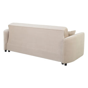 Canapea extensibila AKARO, stofa catifelata bej - Tiffany 02, cu lada depozitare, 227x114x85 cm